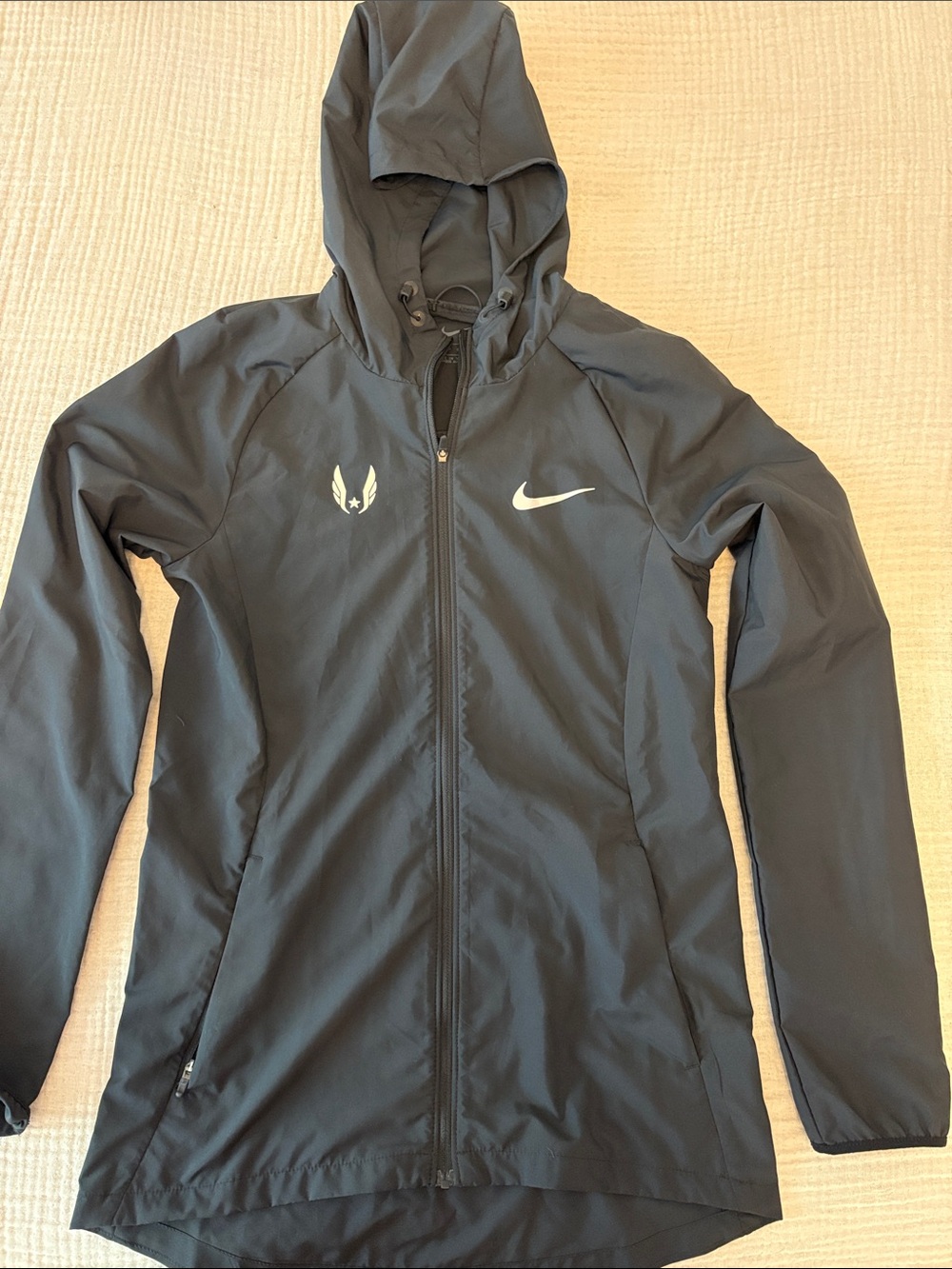 Nike Black Hooded Zip-Front Running Jacket